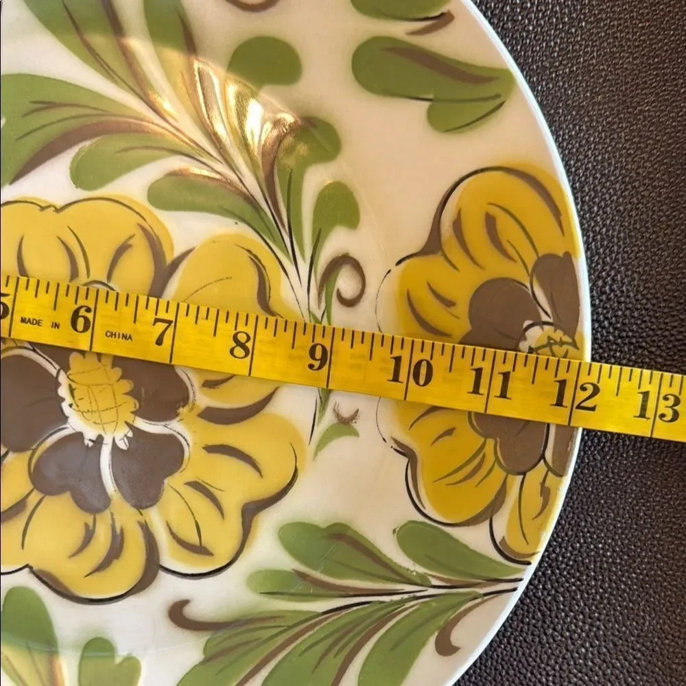 Ascot Large Floral Yellow and Green Serveware Plate Delux Ironstone